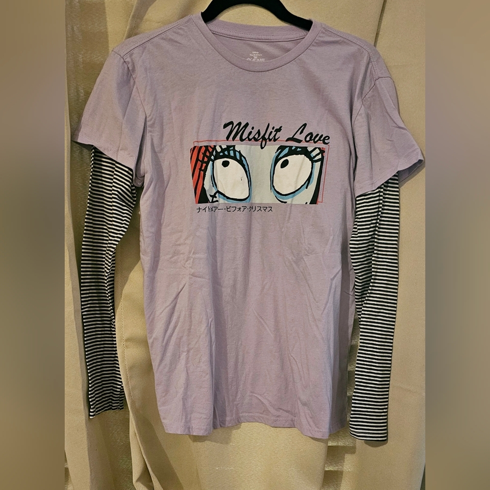 A Nightmare Before Christmas Misfits Love Shirt with Striped Sleeves